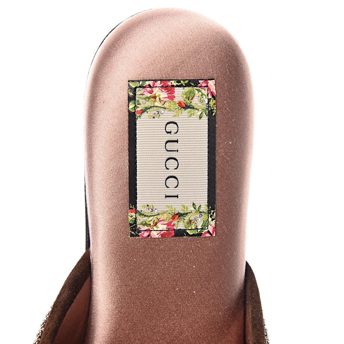 Velvet GG Monogram Crystal Womens Slippers 38.5 Brown Vintage Cocoa