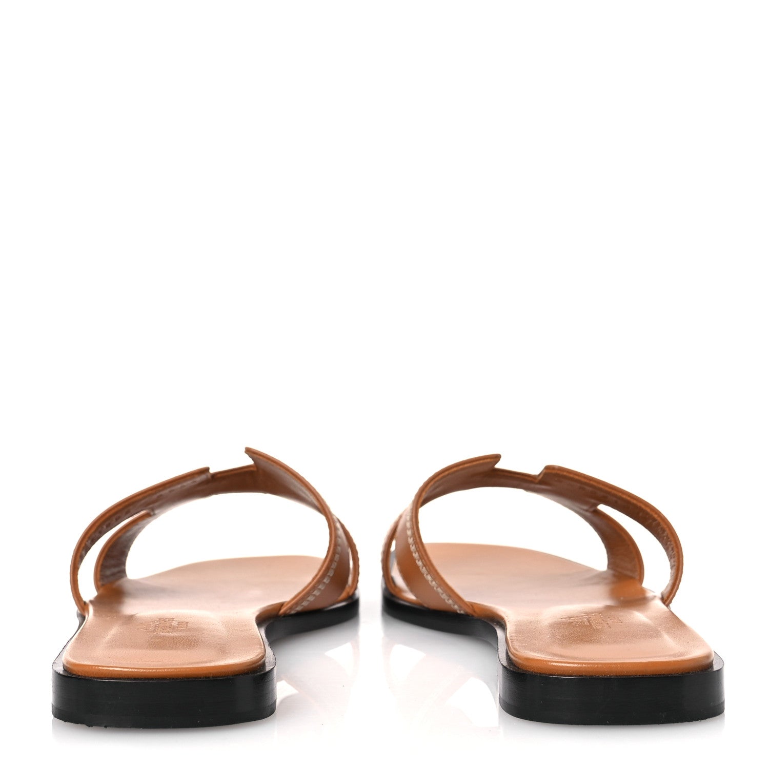 Hermes Calfskin Embroidered Oran Sandals 38.5 Gold 6 of 11