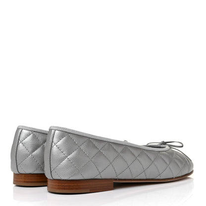 Chanel Crumpled Lambskin Quilted CC Ballerina Flats 40 Grey 4 of 11