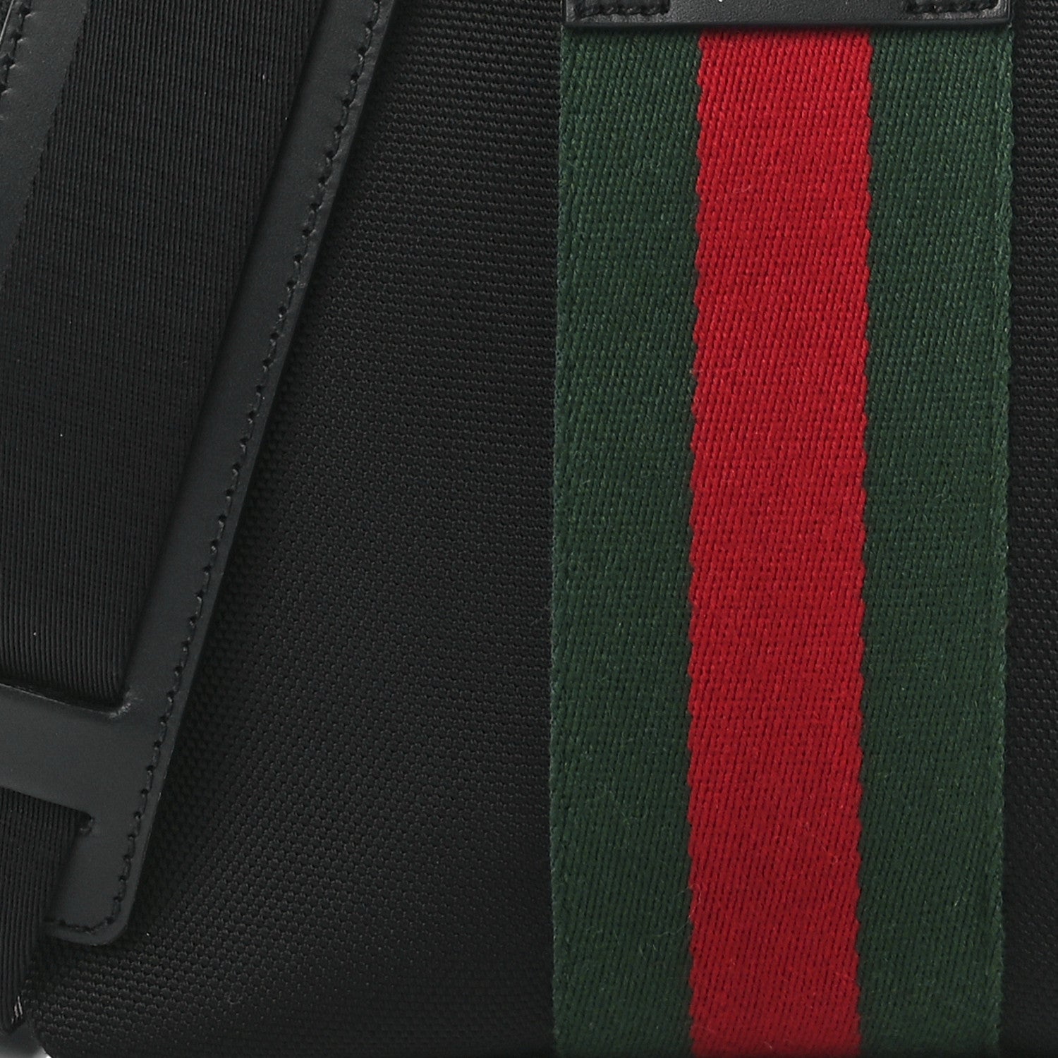 Gucci Techno Canvas Selleria Calfskin Web Small Flat Messenger Bag Black 10 of 13