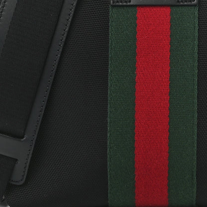 Gucci Techno Canvas Selleria Calfskin Web Small Flat Messenger Bag Black 10 of 13