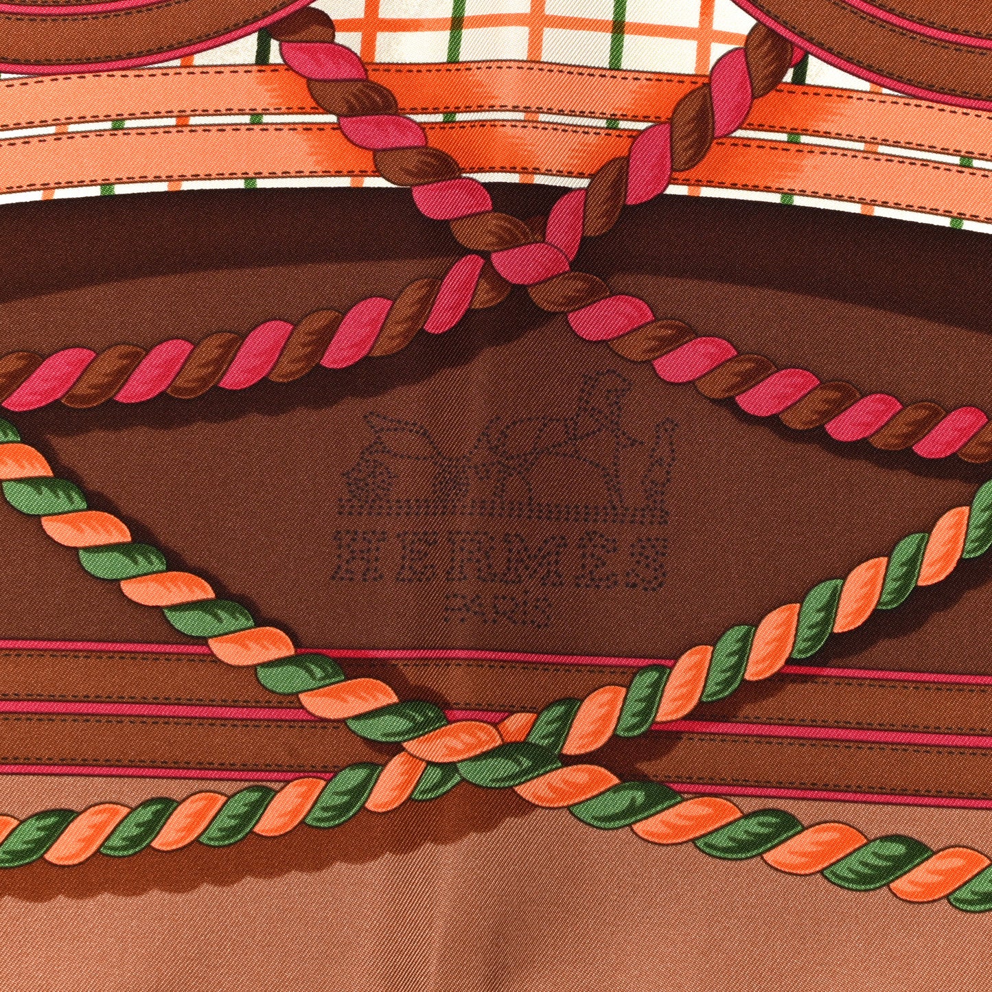 Silk Grande Tenue Scarf 90 Chataigne Framboise Vert