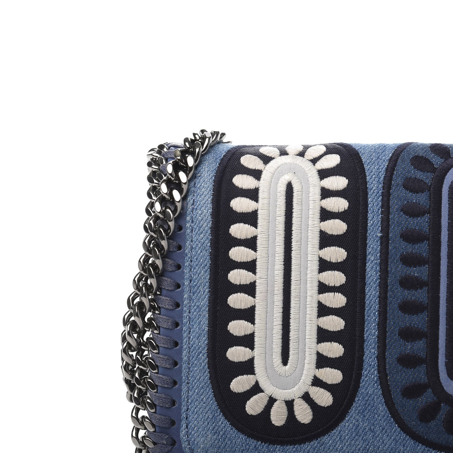 Stella McCartney Eco Denim Embroidered Zigarette Falabella Crossbody Blue 10 of 10