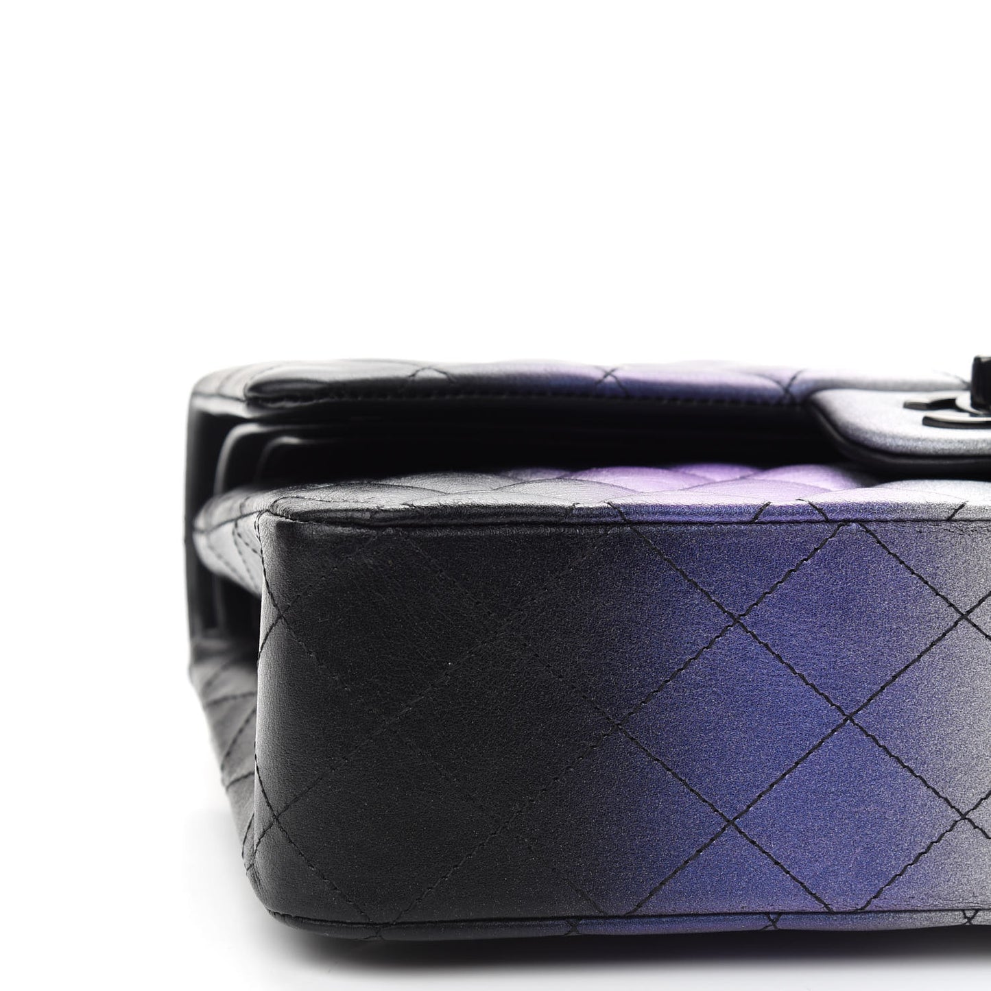 Calfskin Quilted Ombre Medium Double Flap Black