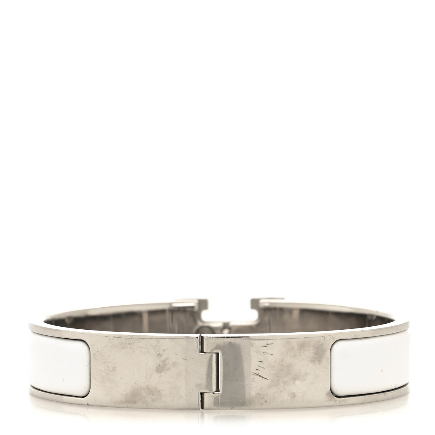 Enamel Narrow Clic Clac H Bracelet PM White
