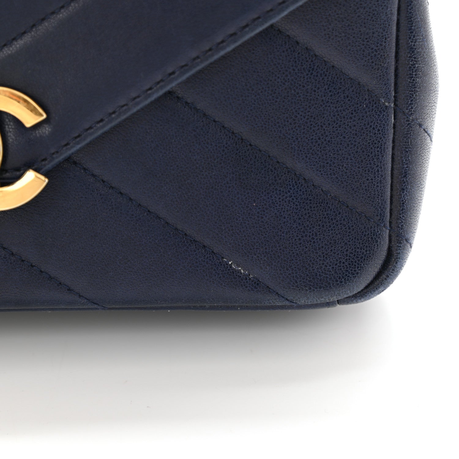 Chanel Lambskin Chevron Mini Coco Envelope Flap Navy 12 of 13