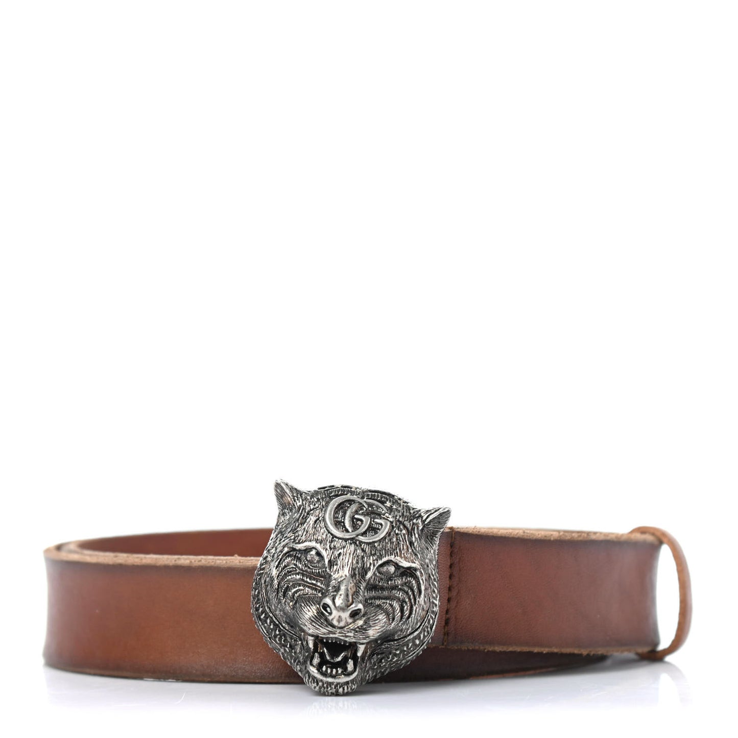 Calfskin Brass Feline Buckle Belt 95 38 Toscano