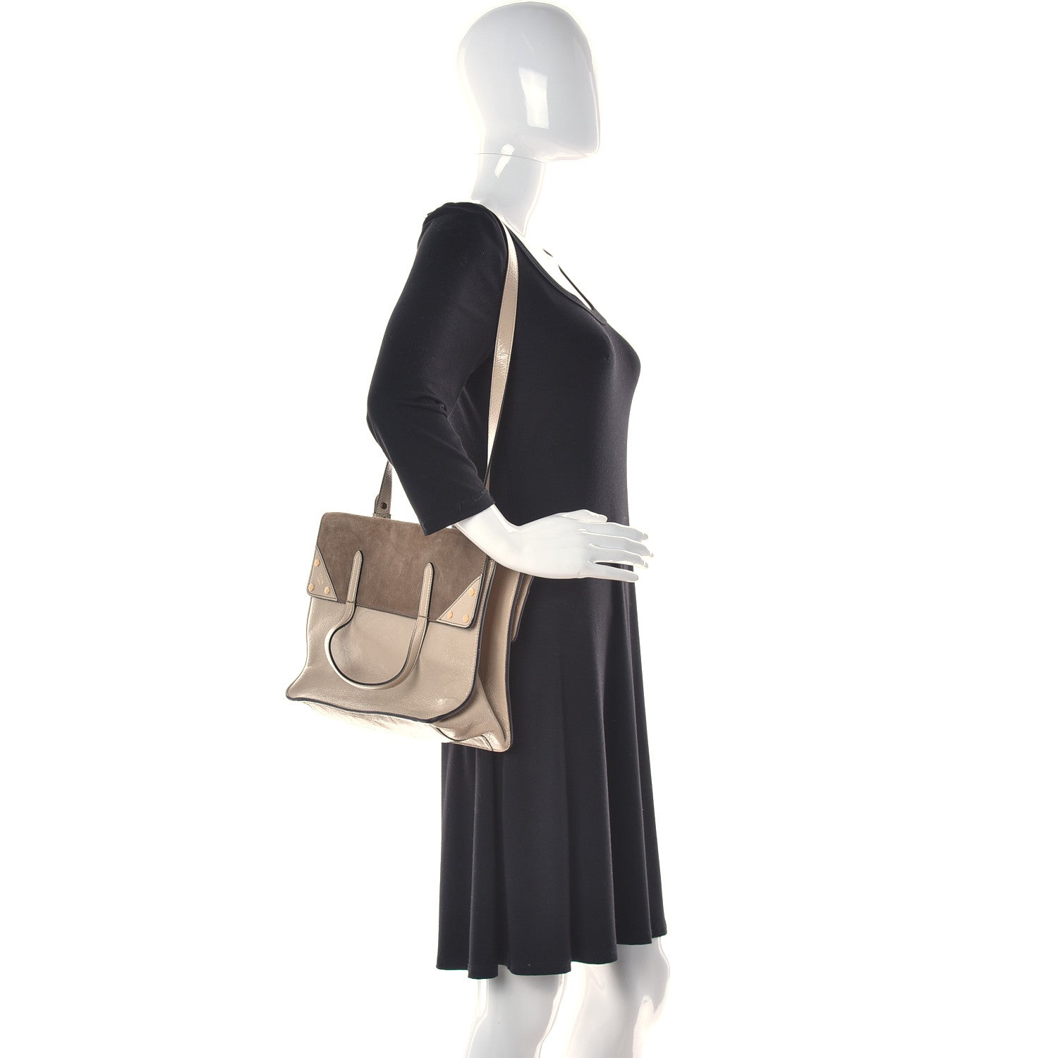 Fendi Agnello Old Shine Vitello Go Rain Large Flip Tote Amido Cocco 2 of 11