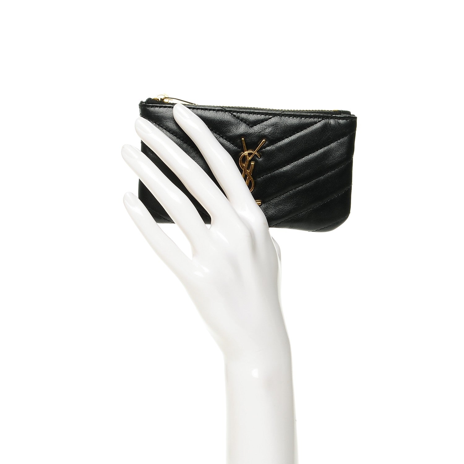 Saint Laurent Calfskin Matelasse Monogram Key Pouch Black 2 of 6