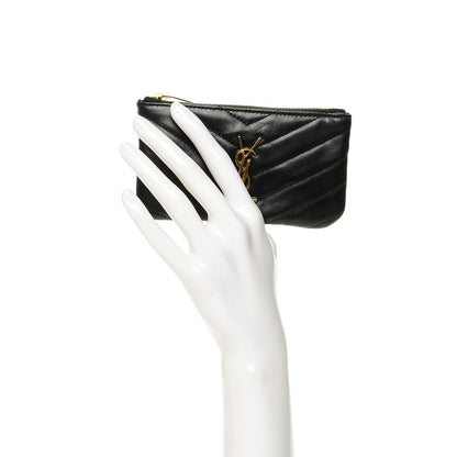 Saint Laurent Calfskin Matelasse Monogram Key Pouch Black 2 of 6
