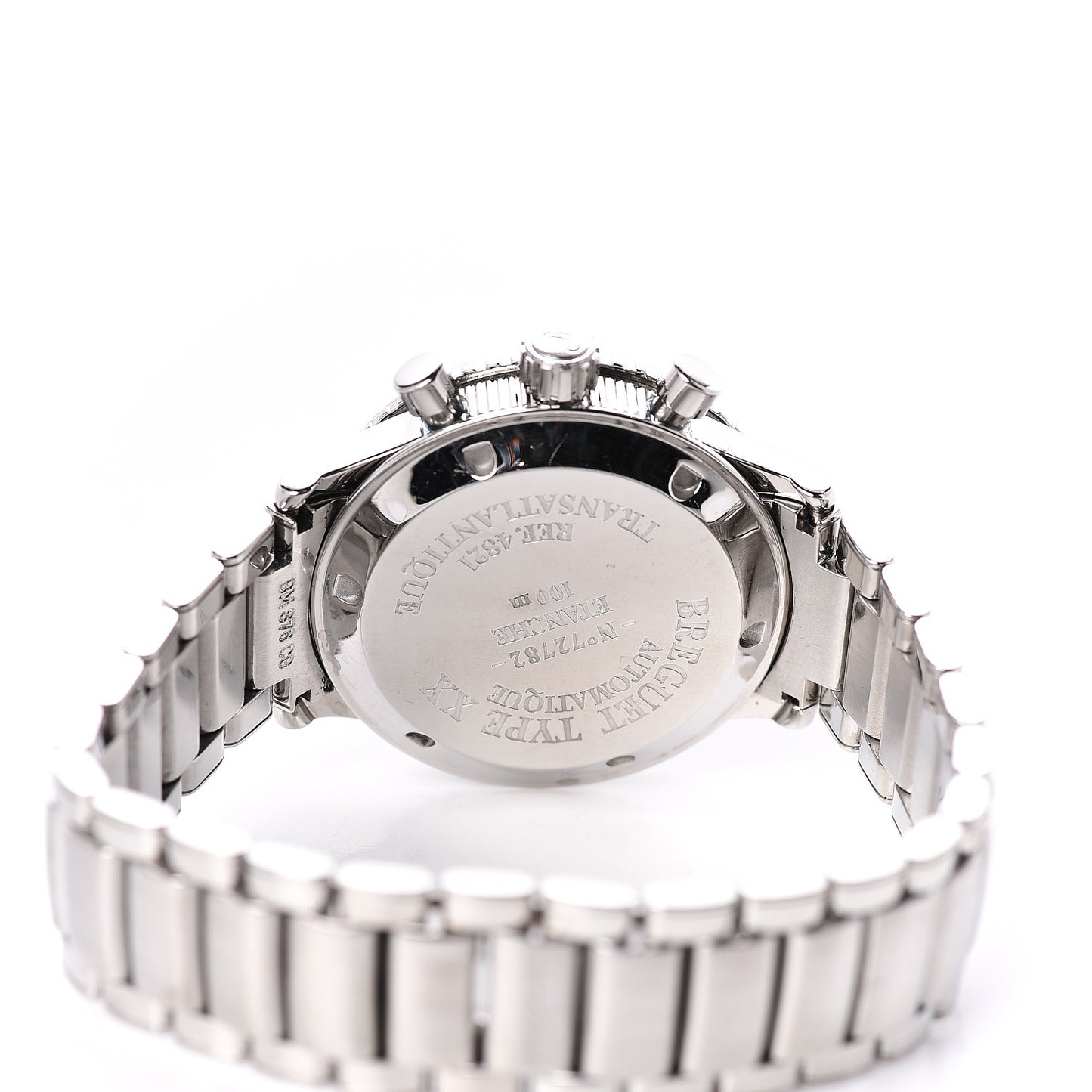 Stainless Steel Diamond Bezel Sapphire Blue Mother of Pearl 33mm Type XX Transatlantique Automatic Watch 4821ST/59/S76