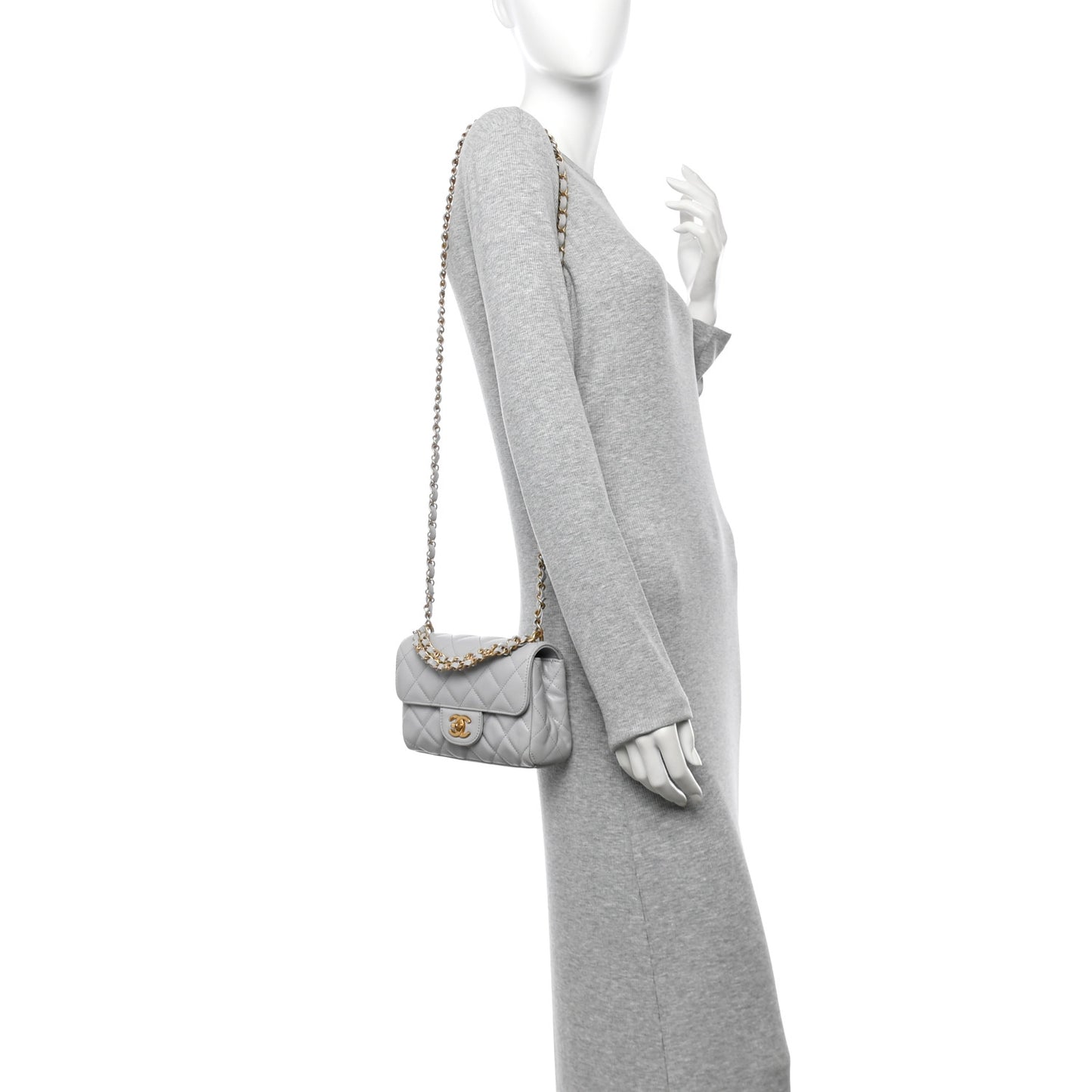 Caviar Quilted Mini Flap Grey