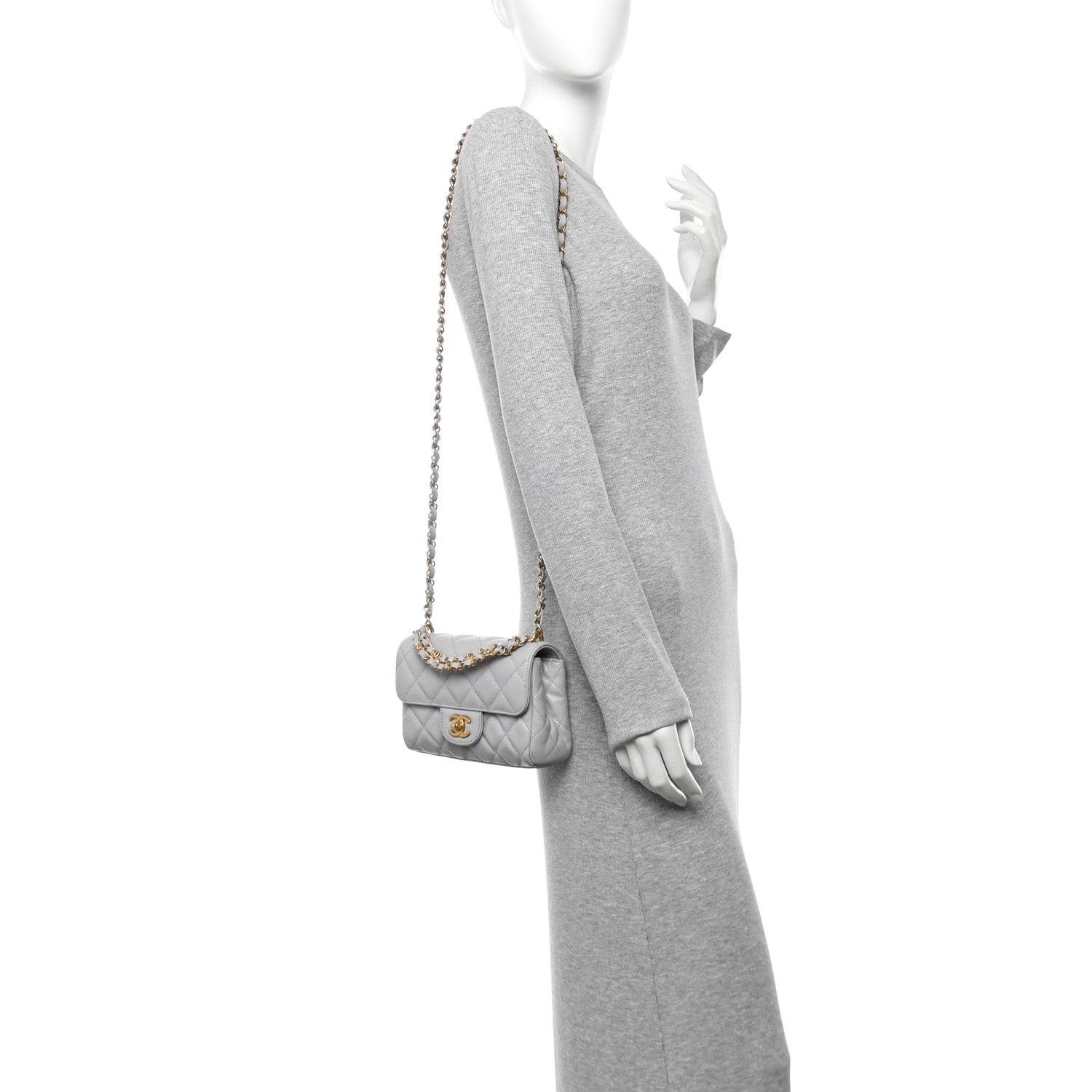 Chanel Caviar Quilted Mini Flap Grey 2 of 11