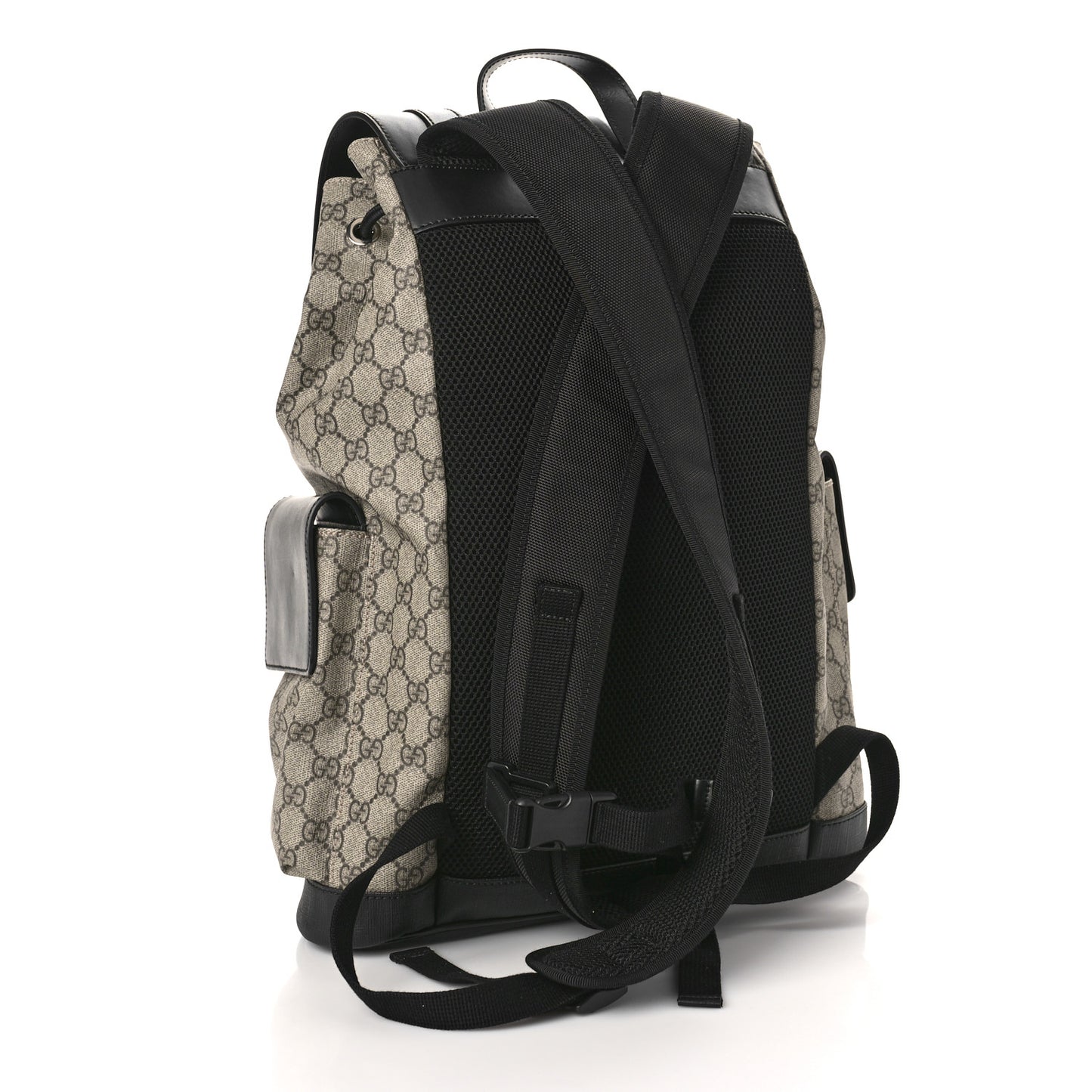 Soft GG Supreme Monogram Double Buckle Backpack Beige Black