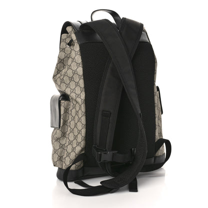 Gucci Soft GG Supreme Monogram Double Buckle Backpack Beige Black 3 of 9