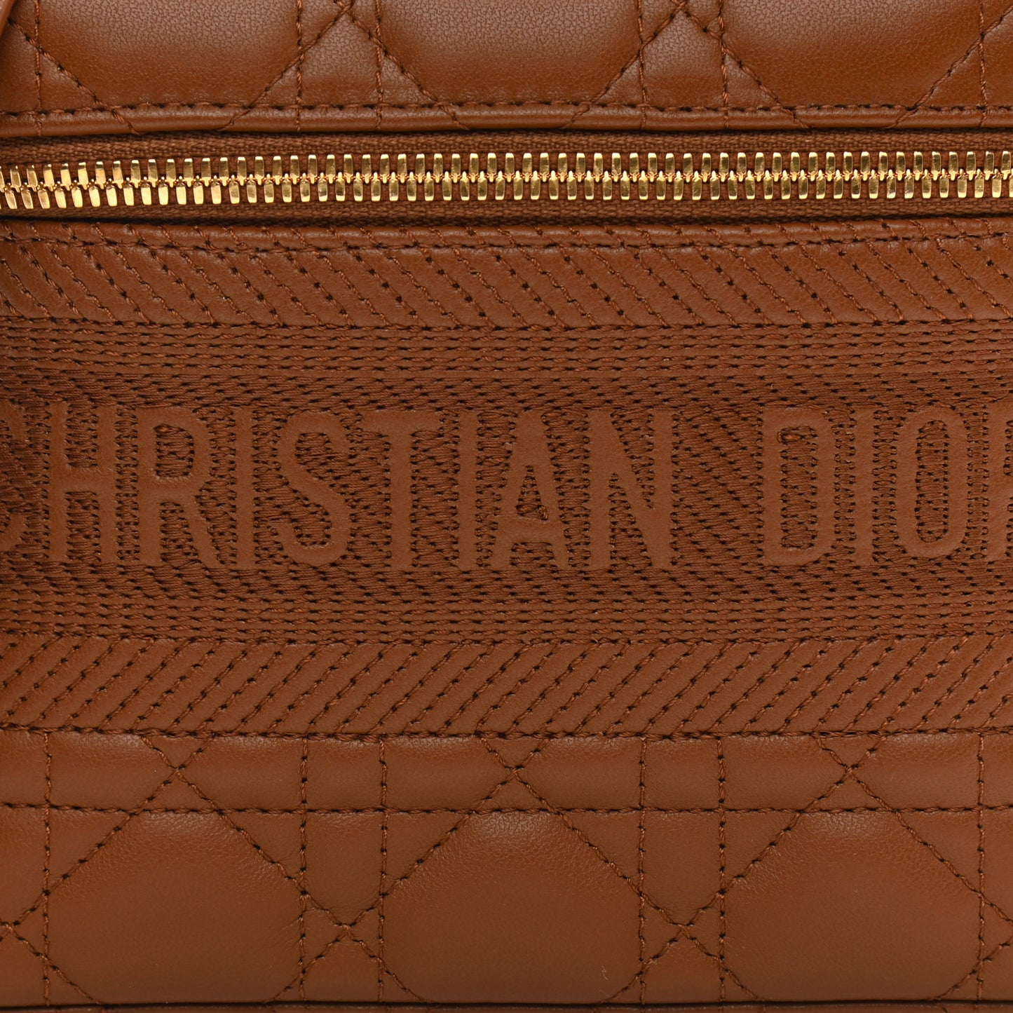 Lambskin Cannage Small Diortravel Vanity Case Cognac