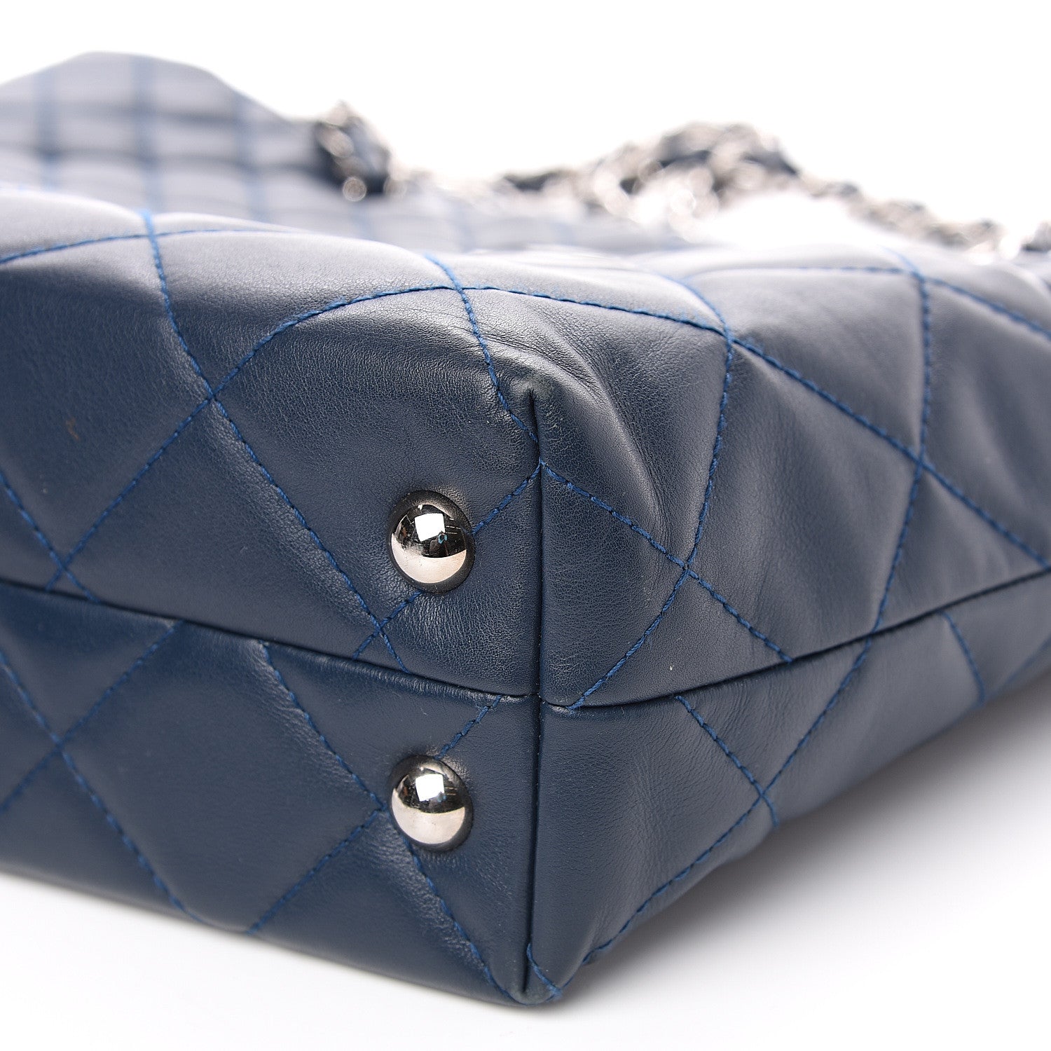 Chanel Calfskin Quilted In The Business North South Tote Blue 11 of 12