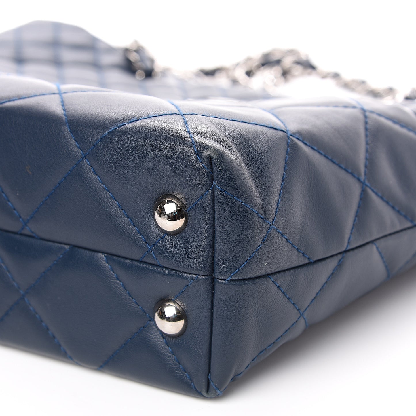 Calfskin Quilted In The Business North South Tote Blue