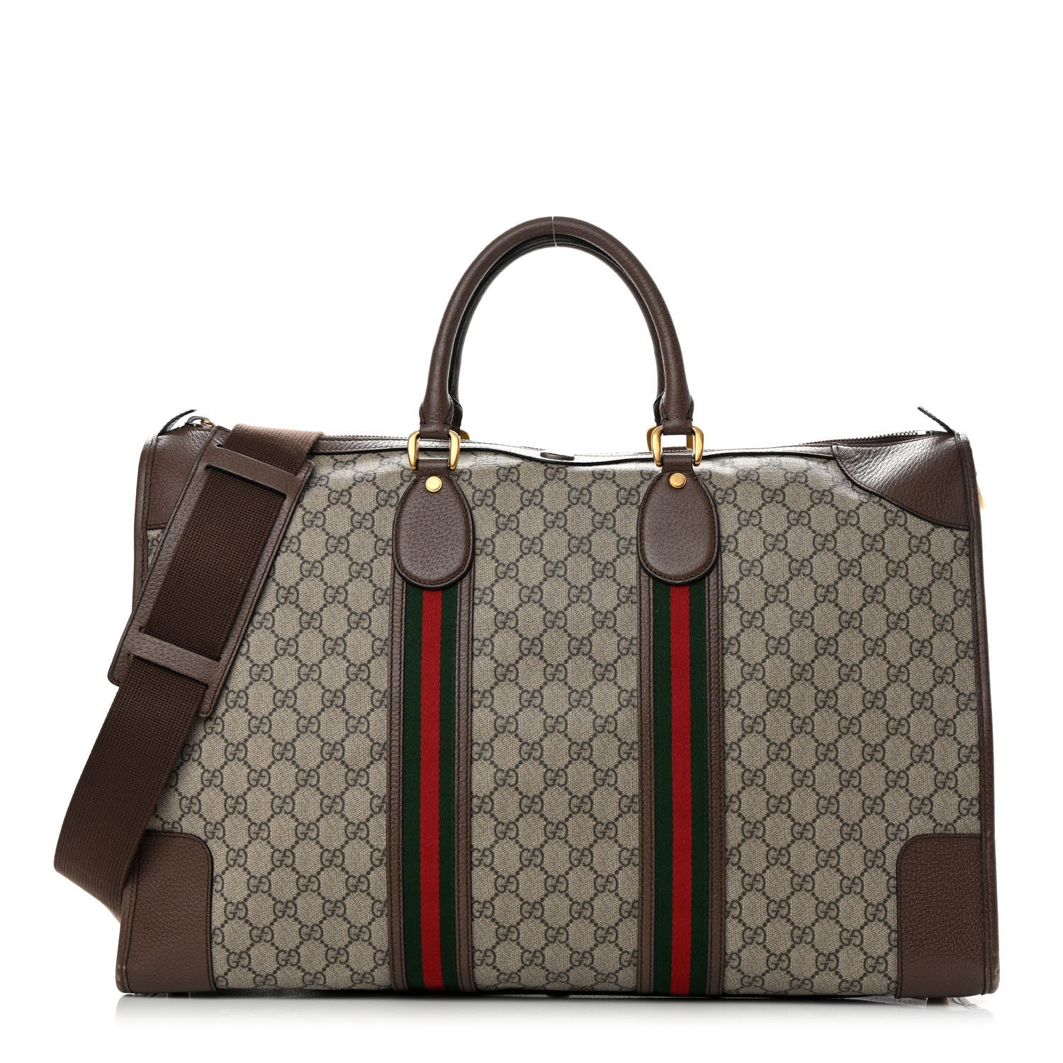 Gucci GG Supreme Monogram Web Large Ophidia Carry-On Duffle Bag Beige New Acero 1 of 18