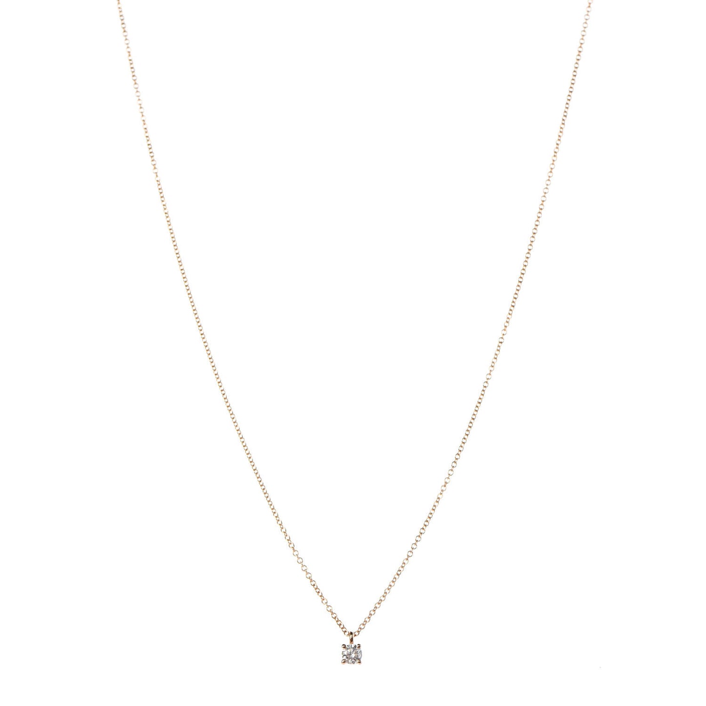 18K Rose Gold Diamond .18ct Solitaire Pendant Necklace