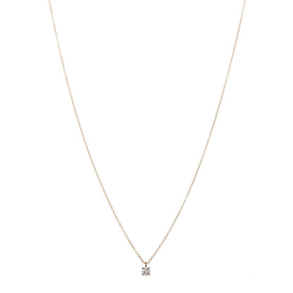 Tiffany 18K Rose Gold Diamond .18ct Solitaire Pendant Necklace 1 of 5