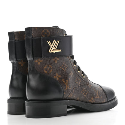 Louis Vuitton Monogram Calfskin Wonderland Flat Ranger Boots 40 Black 4 of 11