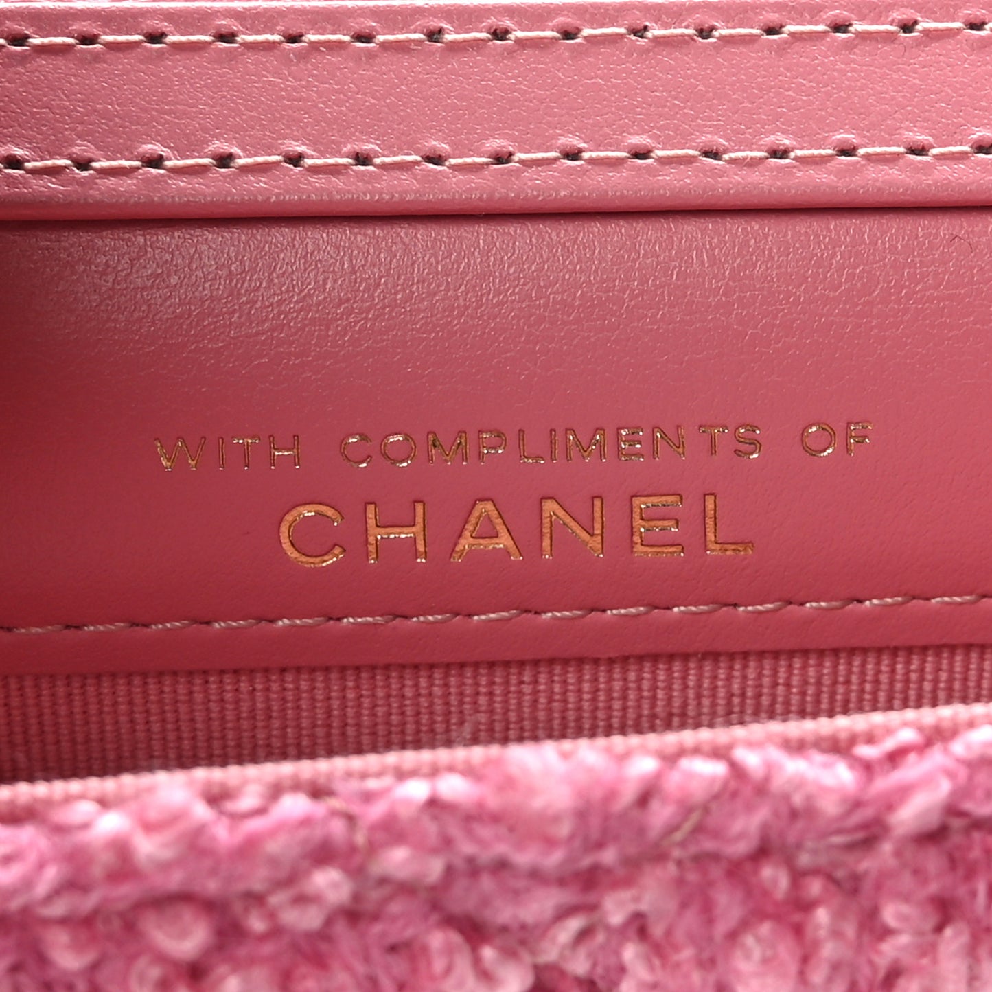 Tweed Quilted Flap Chain Waist Bag Pink