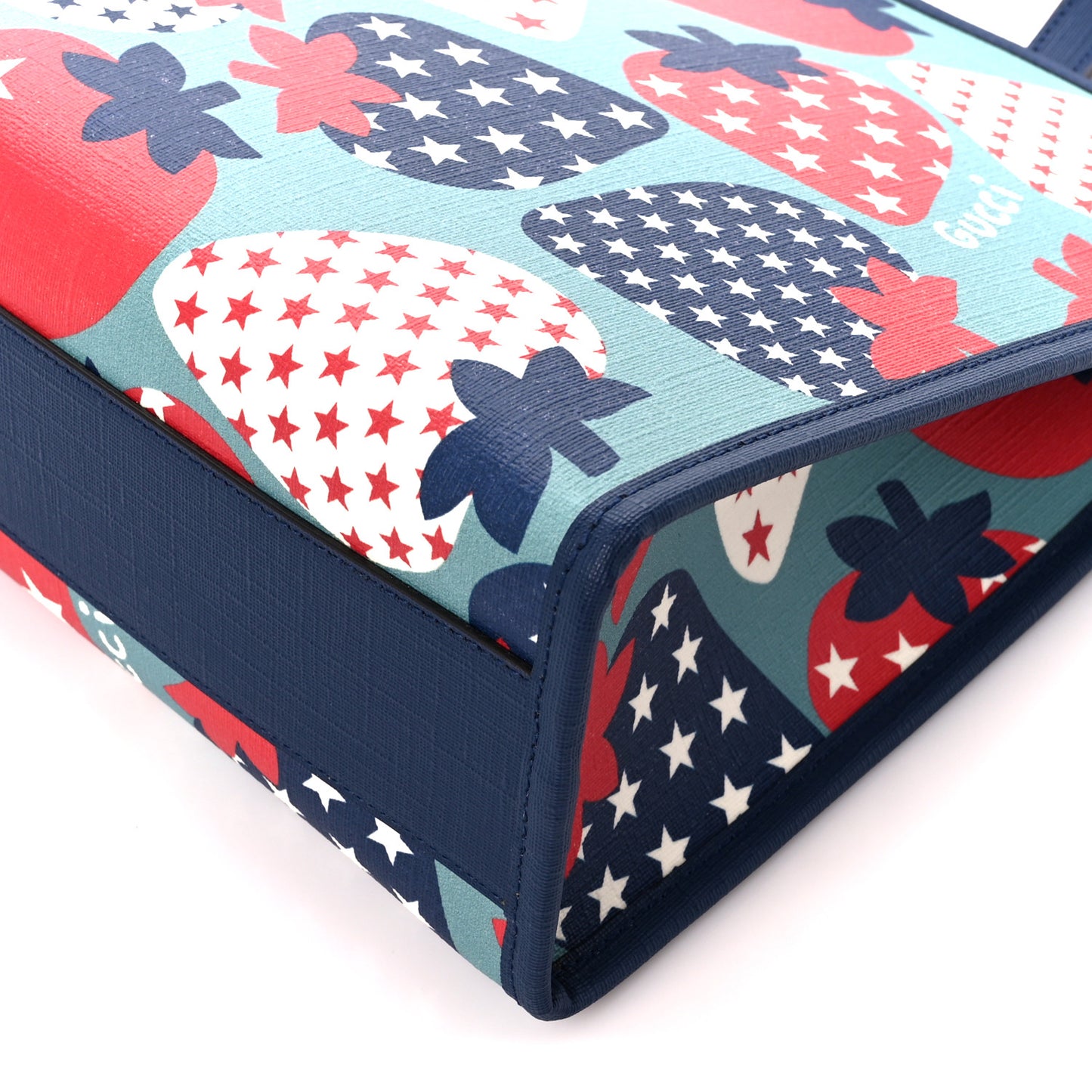 Coated Canvas Strawberry Stars Childrens Tote Red White Blue