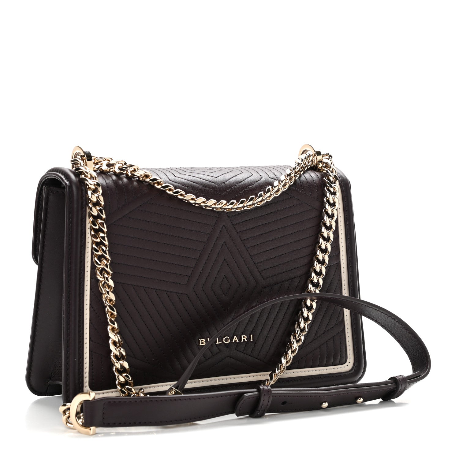 Bulgari Quilted Nappa Smooth Calfskin Serpenti Forever Diamond Blast Shoulder Bag Plum 3 of 9