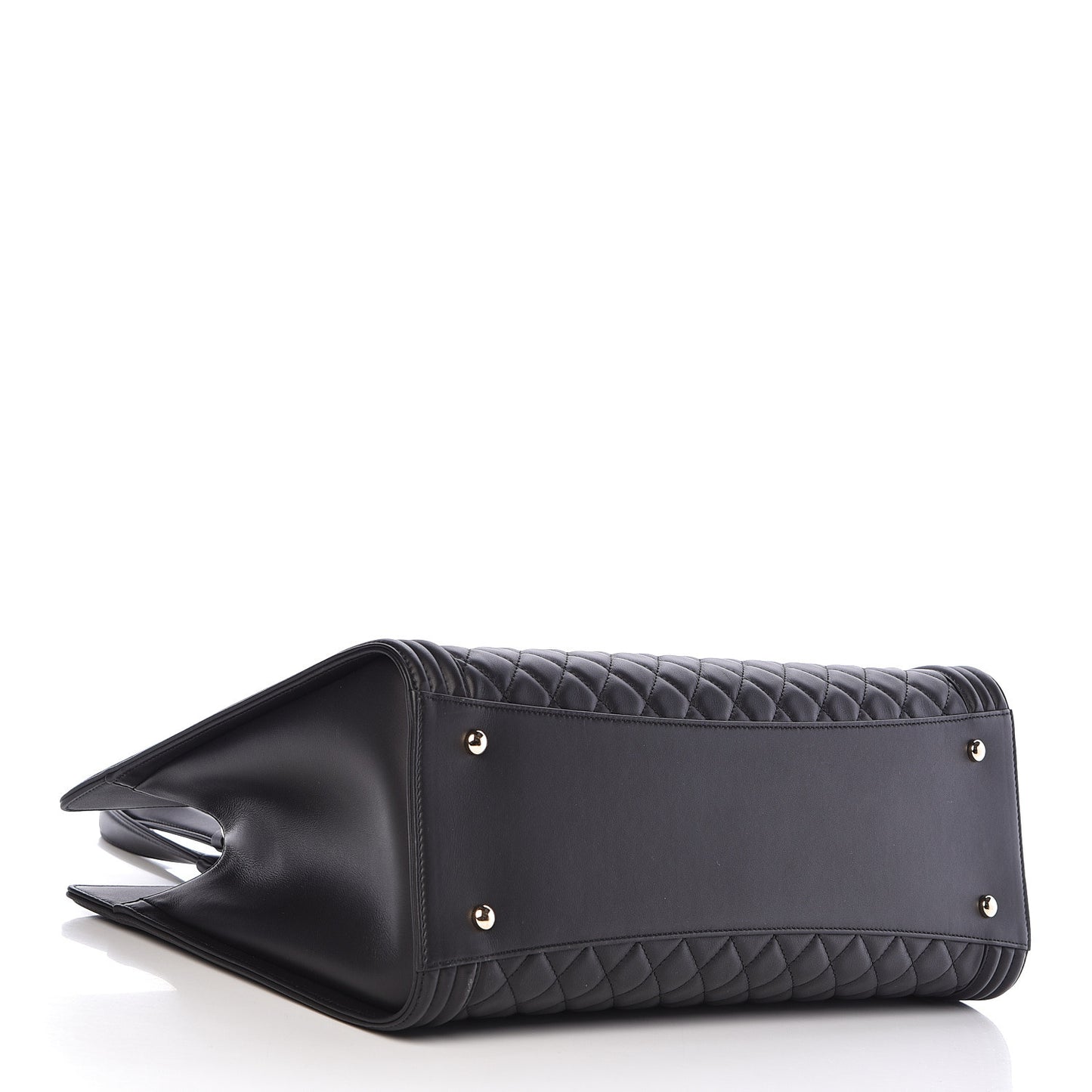 Calfskin Quilted Boy Shopping Tote Black