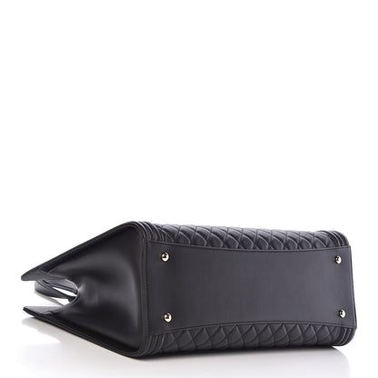 Chanel Calfskin Quilted Boy Shopping Tote Black 4 of 10