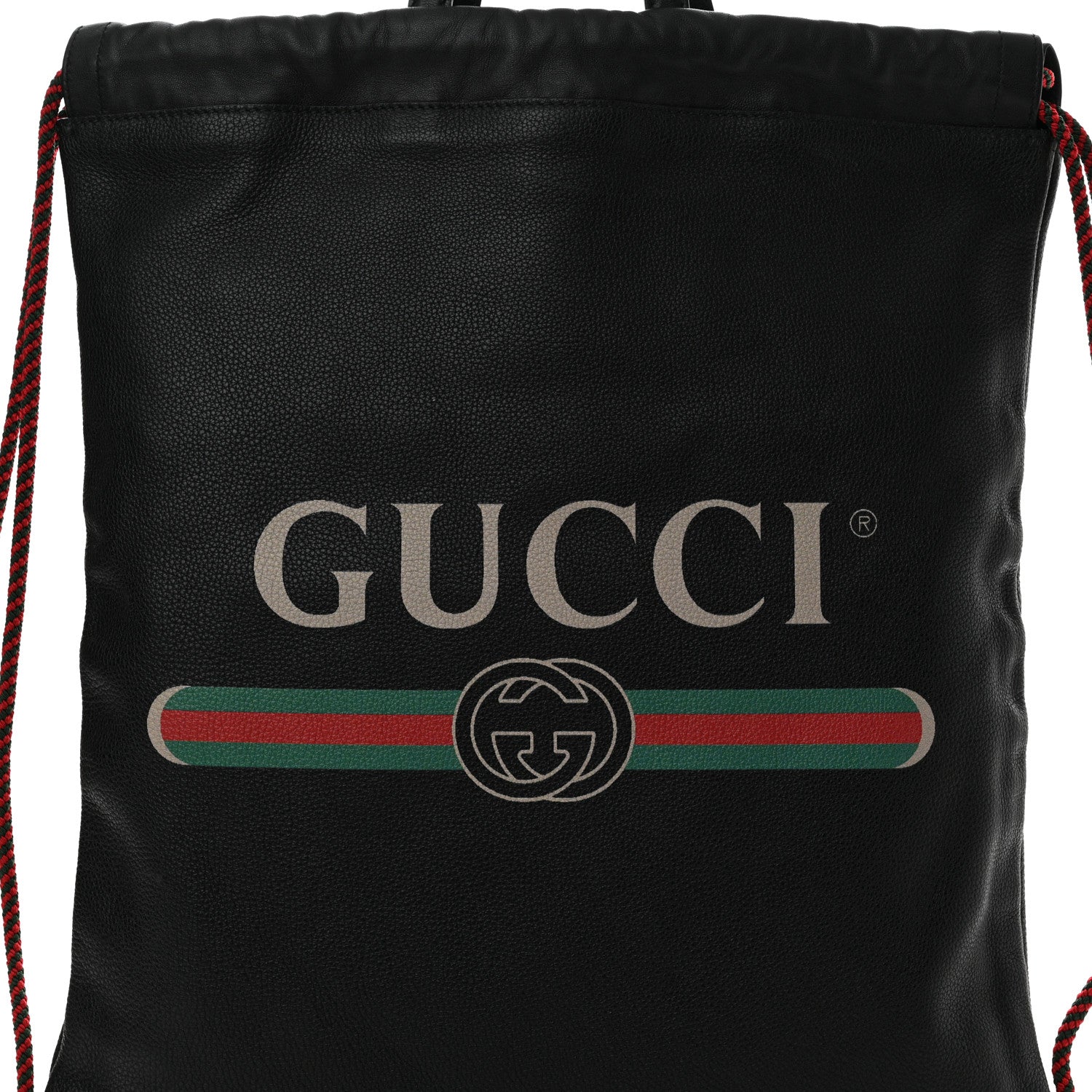 Gucci Calfskin Logo Drawstring Backpack Black 8 of 11