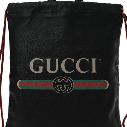 Gucci Calfskin Logo Drawstring Backpack Black 8 of 11