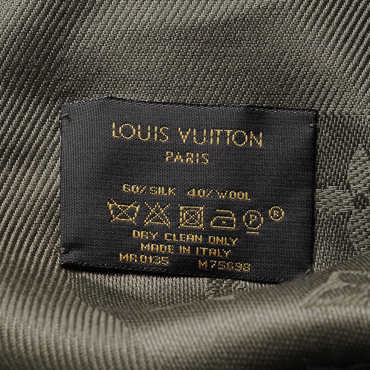 Louis Vuitton Silk Wool Monogram Shawl Kaki 4 of 4
