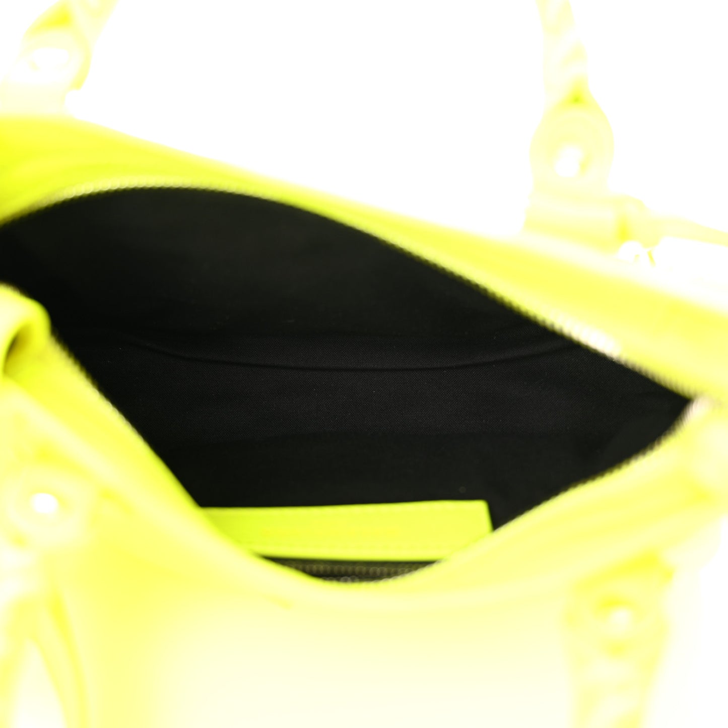 Agneau Classic Silver Hardware Mini City Jaune Fluo