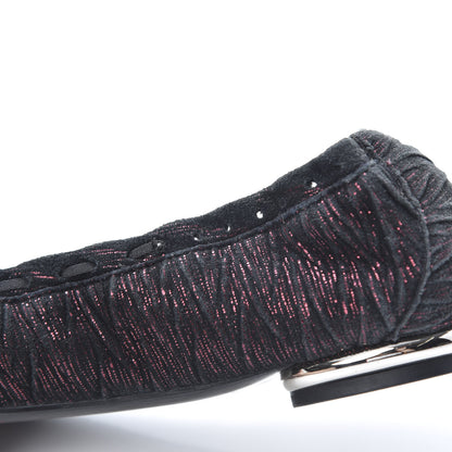 Chanel Metallic Suede CC Elastic Cap Toe Ballerina Flats 35.5 Pink Black 9 of 11