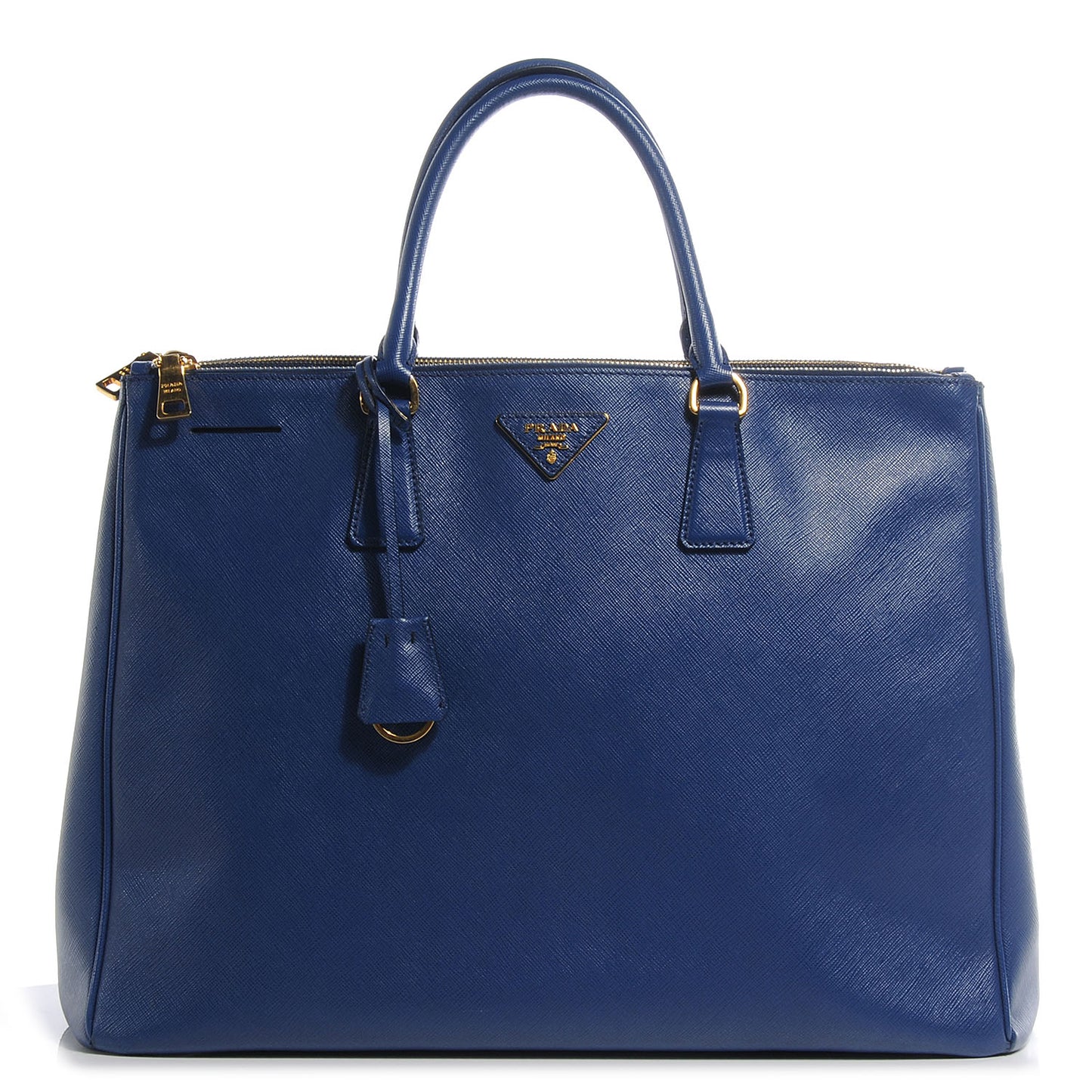 Saffiano Lux Large Double Zip Tote Bluette