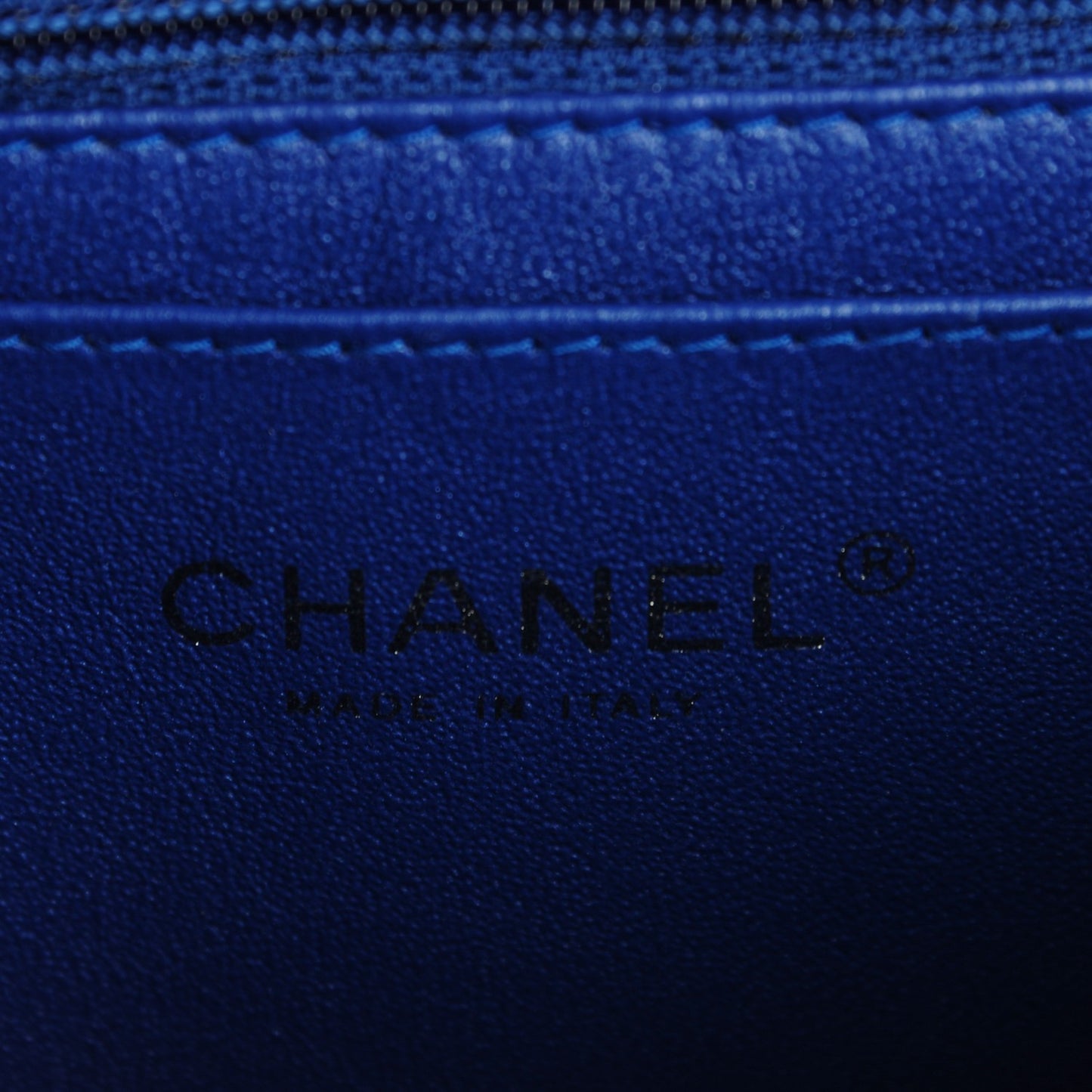 Patent Calfskin Quilted Mini Rectangular Flap Dark Blue