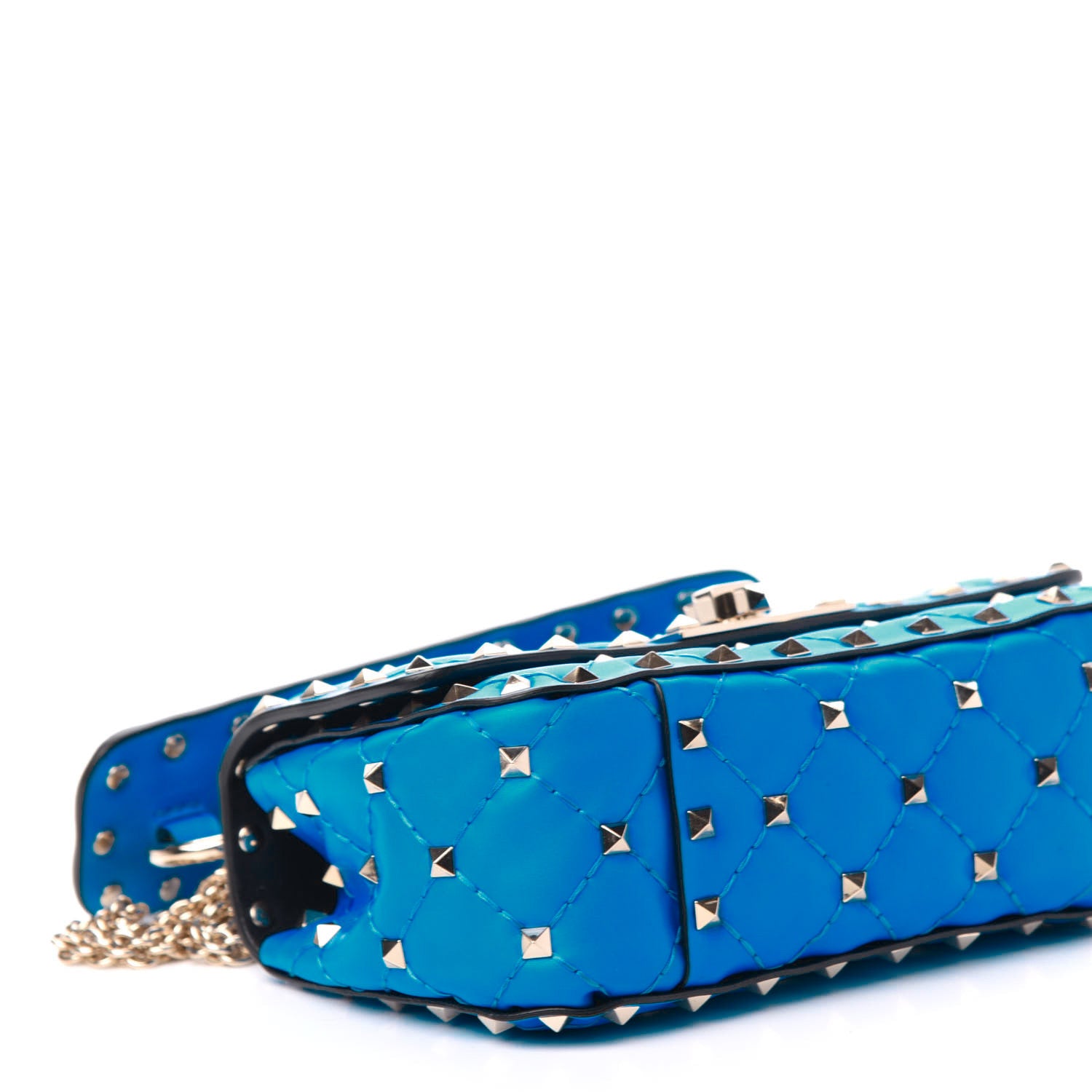 Valentino Garavani Calfskin Mini Rockstud Spike Shoulder Bag Blue Fluo 7 of 12
