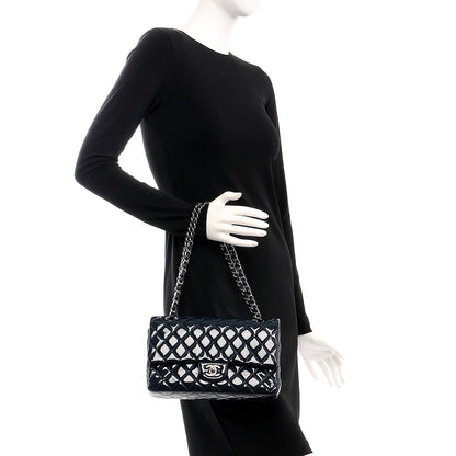 Chanel Patent Quilted Medium Double Flap Navy 2 of 8