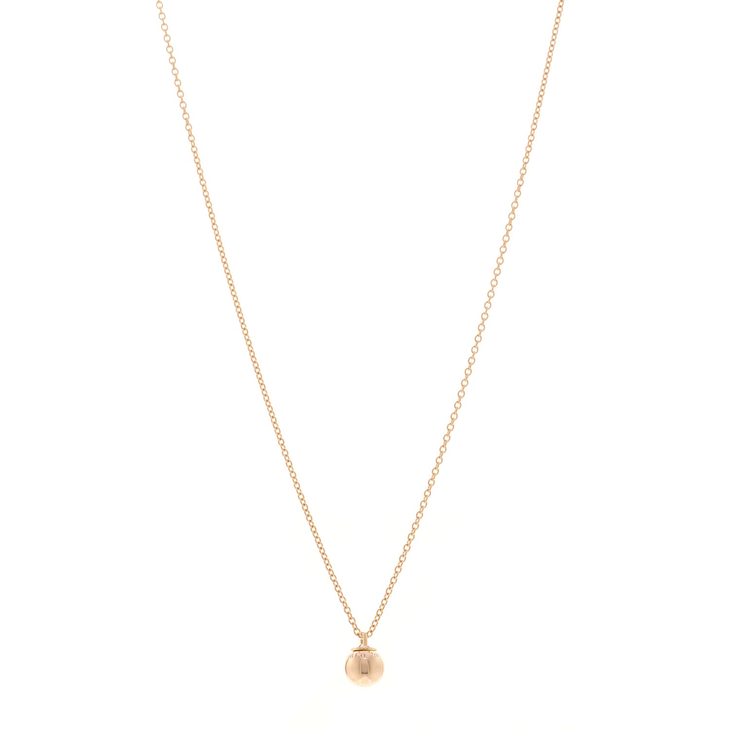Tiffany 18K Rose Gold 8mm HardWear Ball Pendant Necklace 1 of 5