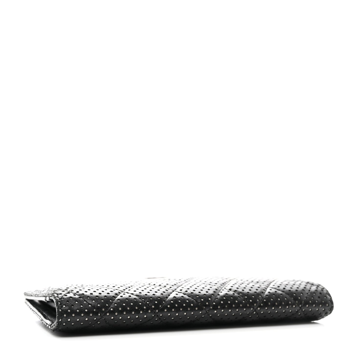 Lambskin Perforated Yen Wallet Black