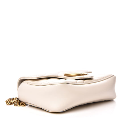 Gucci Calfskin Matelasse Super Mini GG Marmont Shoulder Bag White 4 of 13