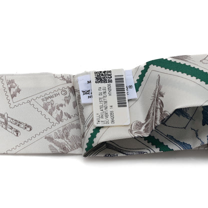 Hermes Silk Le Philateliste Du Faubourg Twilly Vert Noisette Bleu 3 of 3