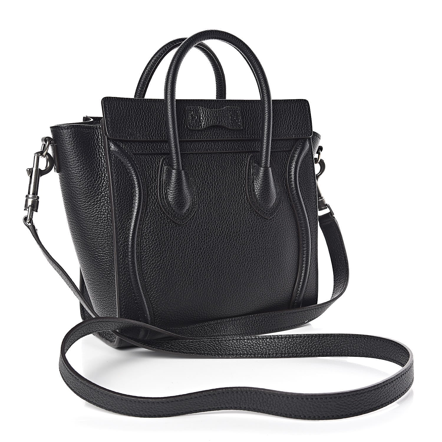 Celine Drummed Calfskin Nano Luggage Black 4 of 9