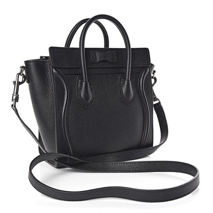 Celine Drummed Calfskin Nano Luggage Black 4 of 9