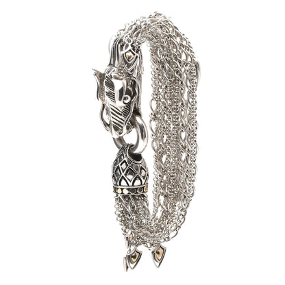 John Hardy Sterling Silver 18K Yellow Gold Naga Dragon Multi Strand Chain Bracelet 1 of 4