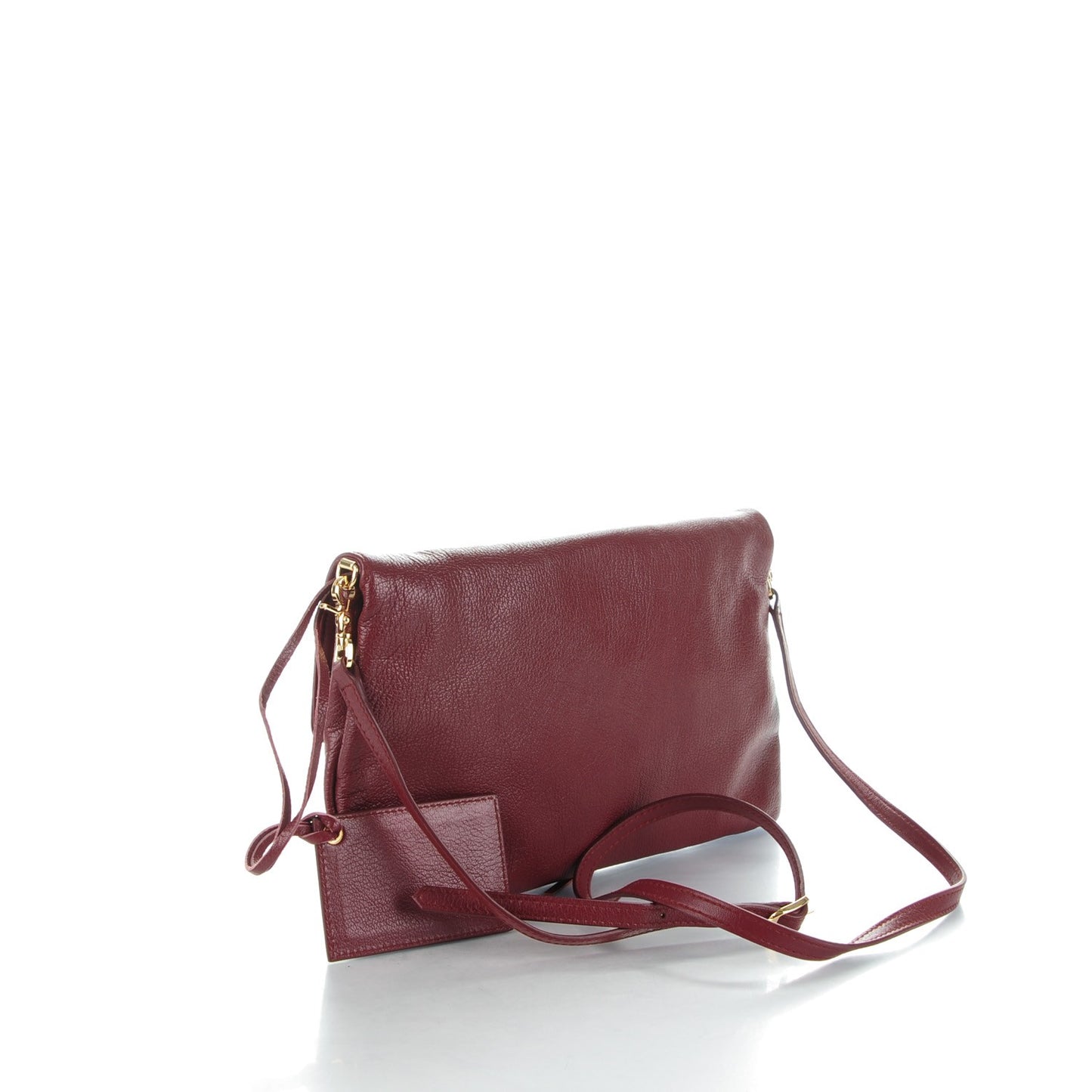 Chevre Gold Metallic Edge Hardware Envelope Clutch Bordeaux