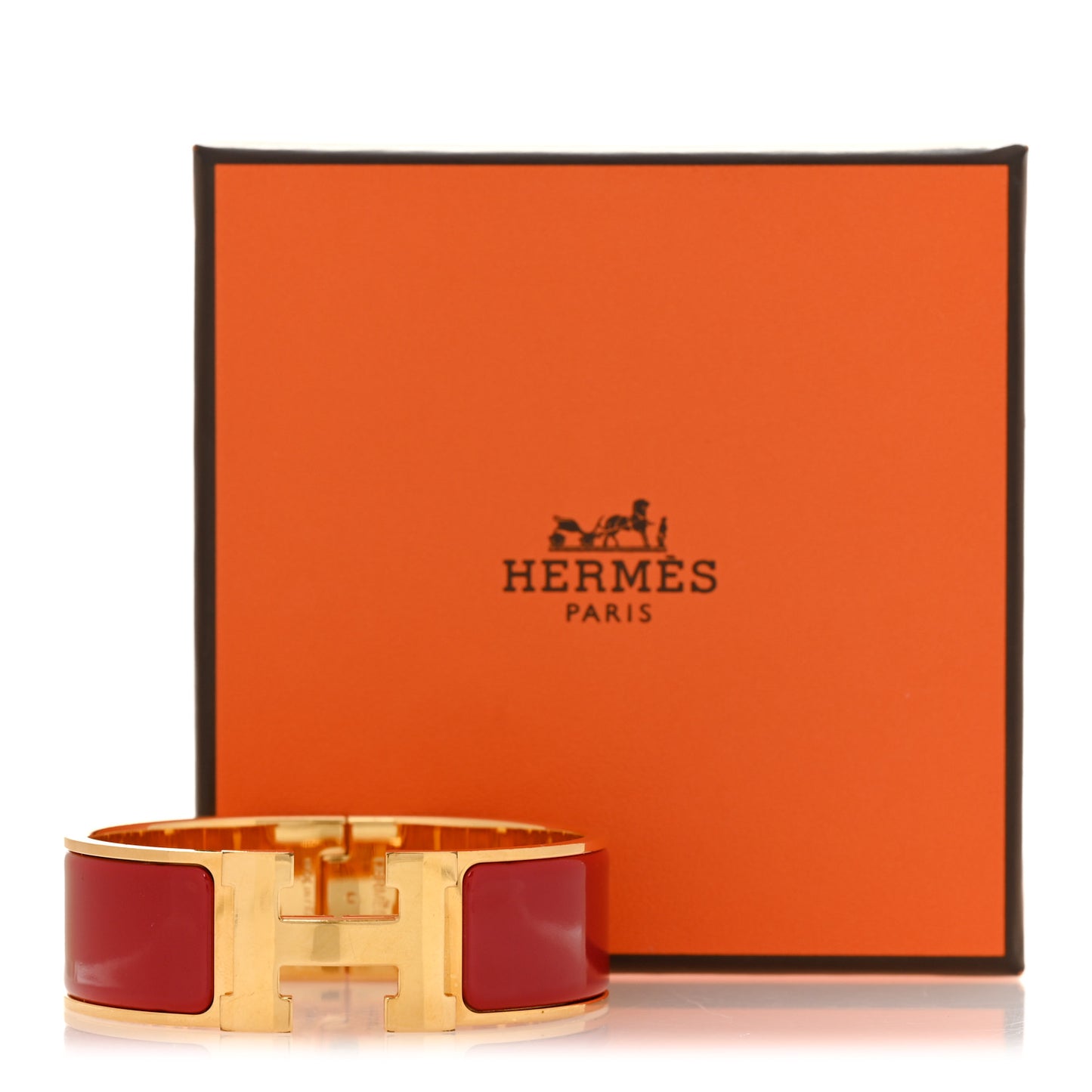 Enamel Wide Clic Clac H Bracelet PM Rouge Piment