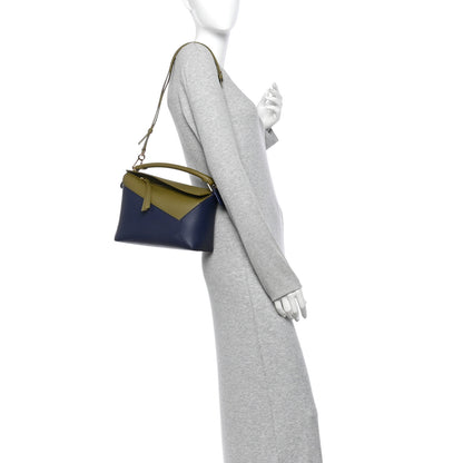 Loewe Calfskin Small Puzzle Edge Bag Olive Abyss Blue 2 of 9